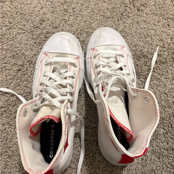 Converse White Platforms with Red Heart Accent - Picture 7 of 9